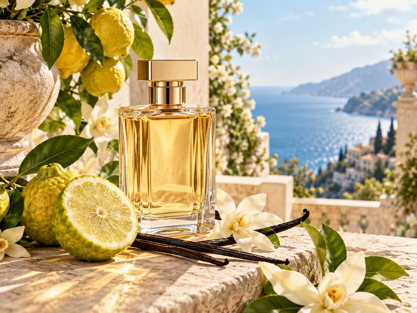 Vanilla bergamot perfume bottle with bergamot