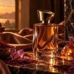 Ambery saffron perfume bottle with saffron